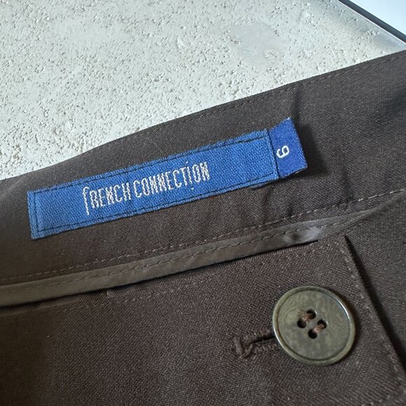 Vintage 90s French Connection A-Line‎ Button Front Mini Skirt in Brown Size 6 - Picture 4 of 6